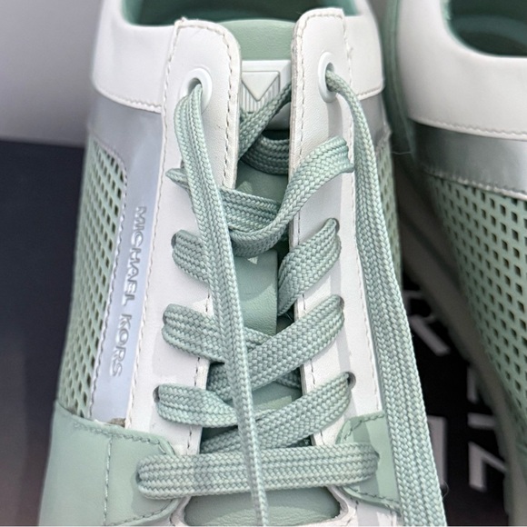 MICHAEL KORS Billie Trainer Sneakers in Pale Jade Diamond Lasered Leather - Picture 5 of 16
